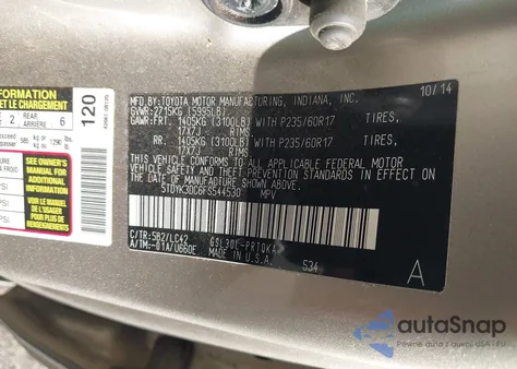 2015 Toyota Sienna Xle 8 Passenger из США, поврежденный, VIN 5TDYK3DC6FS544530